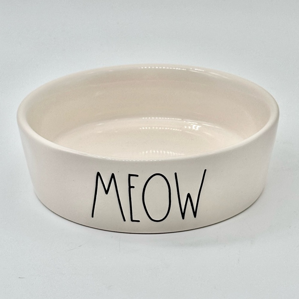 Rae Dunn MEOW Small Ceramic Cat Bowl / Cat Feeder (round)